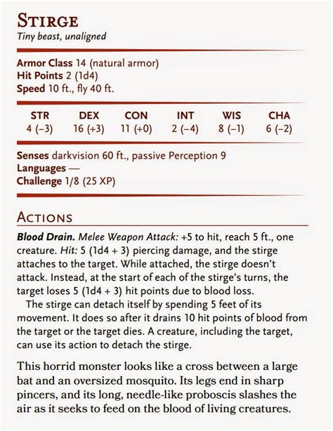 Stirge » Monster Stat Block .